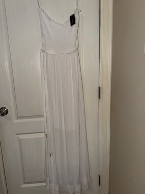 Juicy Couture NWT $158 White Smocked Maxi sleeveless Dress ♥️100%. Viscose